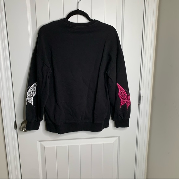MSGM black embroidered butterfly sweatshirt size small‎ minimalist - Picture 6 of 9